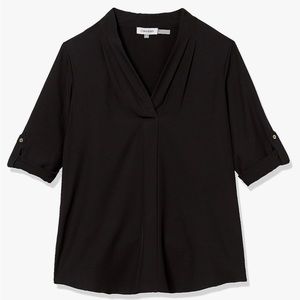Calvin Klein roll sleeve blouse Size XL/0X plus black excellent used
